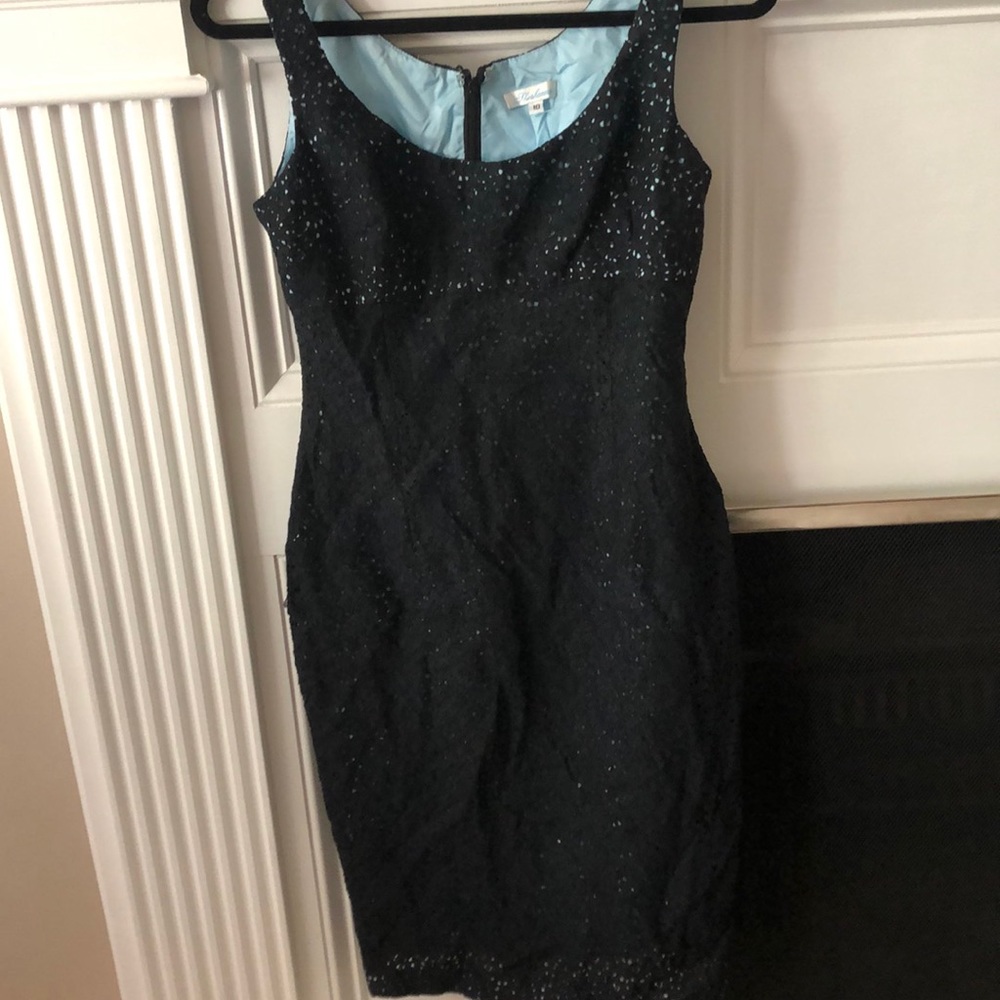 Blaxk lace dress with sky blue lining